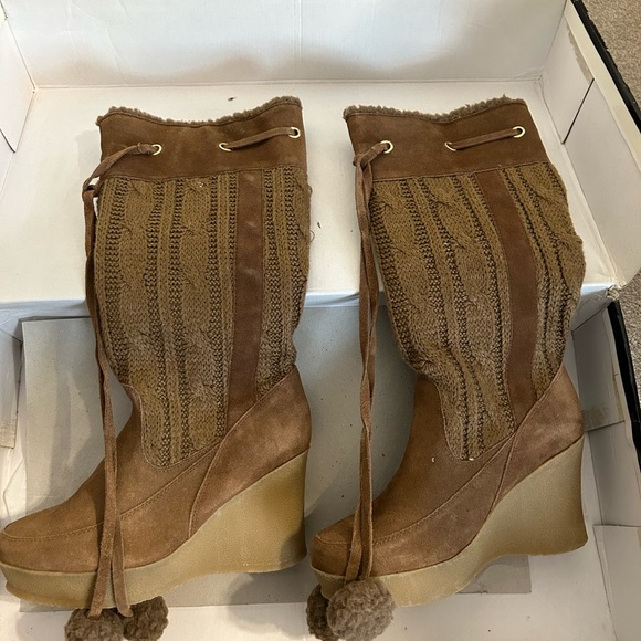 Colin Stuart Knee High Wedge Boot - Picture 3 of 5